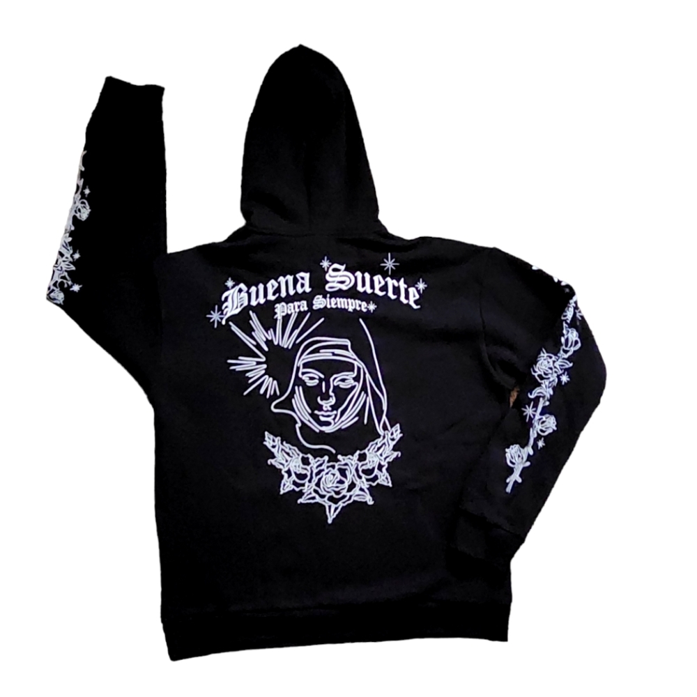 NWT Forever 21 Mens Buena Suerte Religious Sweatshirt Hoodie Sz. XL - Picture 2 of 12